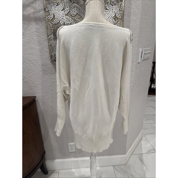 Ralph Lauren Women's Ribbed Ivory Sweater W/Gold Button Detail L - Picture 4 of 8